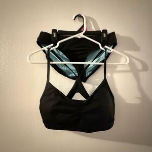 Athleta Black and Blue Sports Bra Set